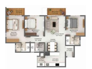 Floor Plan in 2 BHK Apartment at Godrej Parkshire, Hoskote – for Sale
