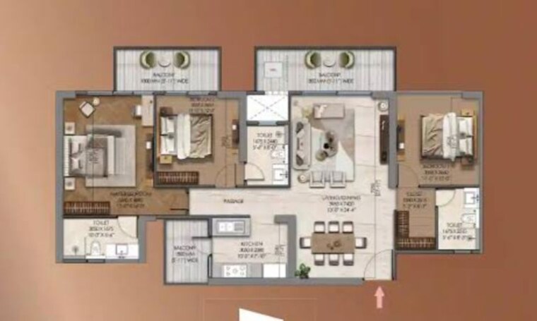 Floor Plan, godrej-parkshire 2 Bedroom 1200 Sq.Ft. Apartment In Hoskote Bangalore 10750836