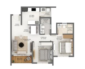 Floor Plan in 2 BHK Apartment at Godrej Parkshire, Hoskote – for Sale
