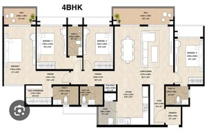 Floor Plan in 4 BHK Apartment at Mahindra Blossom, Whitefield – for Sale