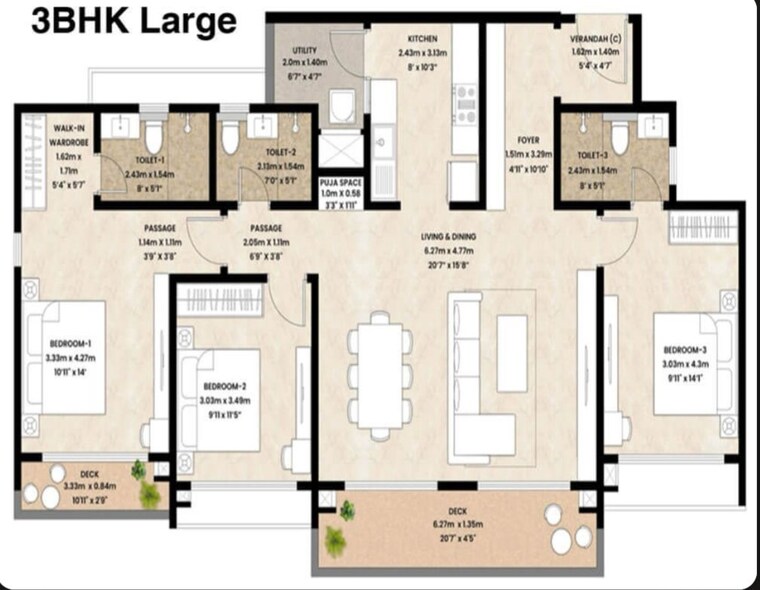 Floor Plan, mahindra-blossom 4 Bedroom 2450 Sq.Ft. Apartment In Whitefield Bangalore 10750777