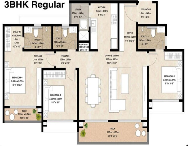 Floor Plan, mahindra-blossom 4 Bedroom 2450 Sq.Ft. Apartment In Whitefield Bangalore 10750777