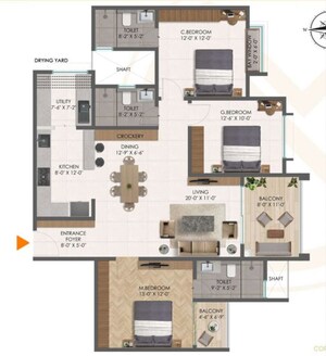 Floor Plan in 2 BHK Apartment at Disha Pursuit of Radiance, Varthur – for Sale