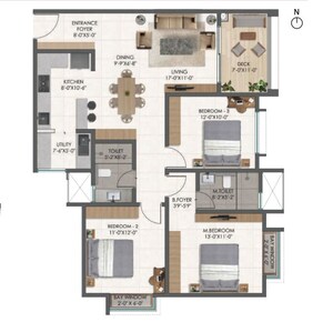 Floor Plan in 2 BHK Apartment at Disha Pursuit of Radiance, Varthur – for Sale