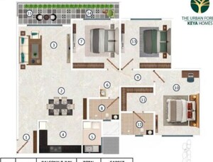 Floor Plan in 3 BHK Apartment at Keya The Urban Forest, Kasavanahalli – for Sale