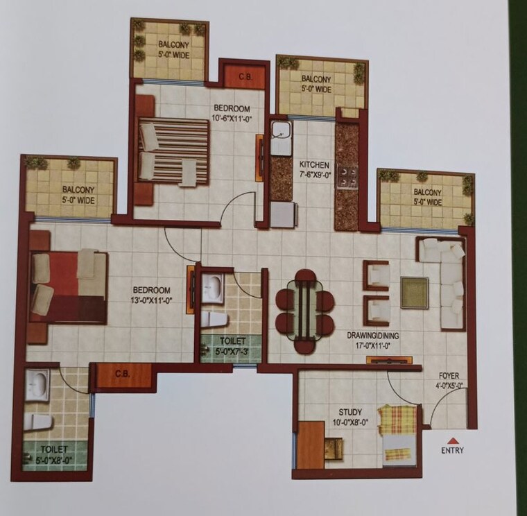 Floor Plan, saviour-park-phase-iii 2 Bedroom 1285 Sq.Ft. Apartment In Mohan Nagar Ghaziabad 10752960