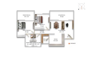 Floor Plan in 2 BHK Apartment at Godrej Park Retreat, Sarjapur Road – for Sale