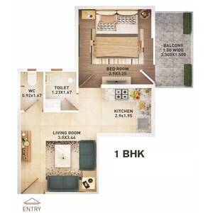 Floor Plan in 1 BHK Apartment at Pyramid Altia, Sector 70 – for Rent