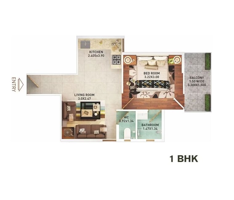Floor Plan, pyramid-altia 1 Bedroom 368 Sq.Ft. Apartment In Sector 70 Gurgaon 10754086