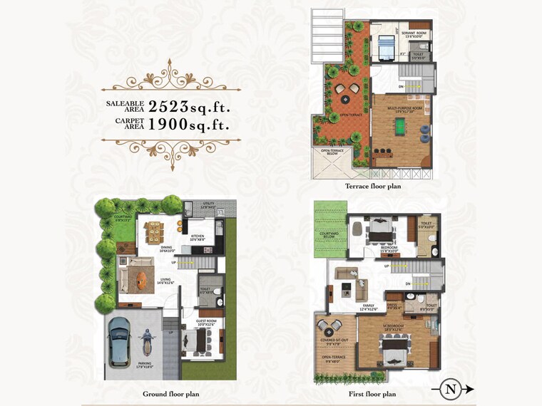 Floor Plan, shriram-chirping-grove 2 Bedroom 2523 Sq.Ft. Apartment In Sarjapur Road Bangalore 10754231