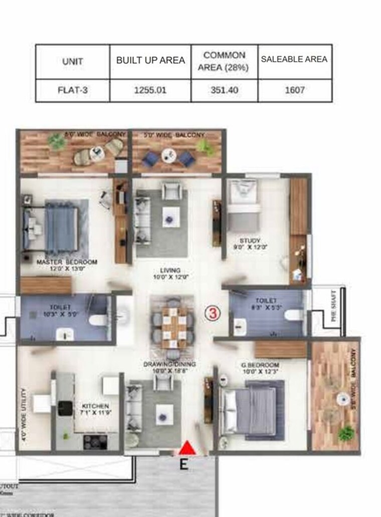 Floor Plan, candeur-lakescape 2.5 Bedroom 1607 Sq.Ft. Apartment In Kondapur Hyderabad 10754492