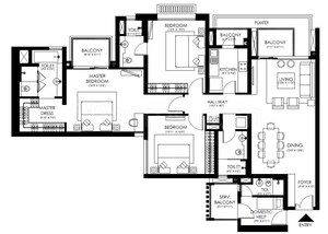 Floor Plan in 3 BHK Apartment at Ireo Victory Valley, Sector 67 – for Rent
