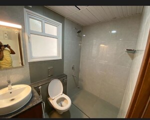 Bathroom in 3 BHK Apartment at L&T Raintree Boulevard, Hebbal – for Rent