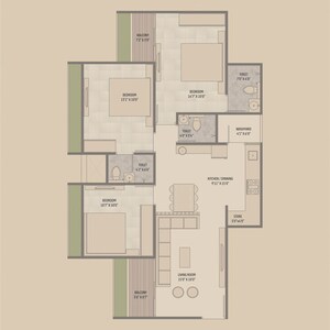 Floor Plan in 3 BHK Apartment at Swastik Promont, Ghuma – for Sale