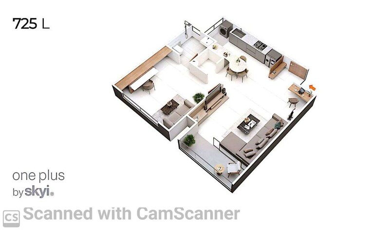 Floor Plan, sopan baug 1 Bedroom 725 Sq.Ft. Apartment In Sopan Baug Pune 10758388