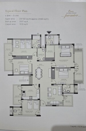 Floor Plan in 4 BHK Apartment at Orris Aster Court Premier, Sector 85 – for Sale