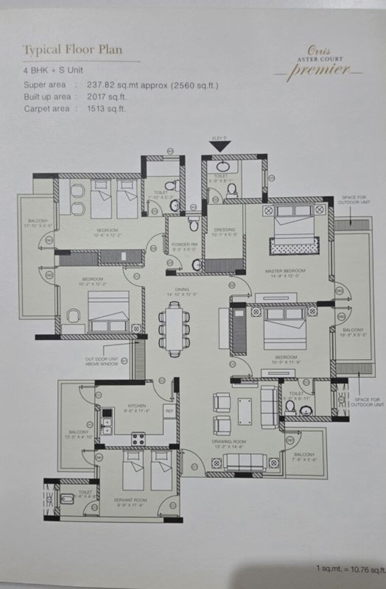 Floor Plan, orris-aster-court-premier 4 Bedroom 2560 Sq.Ft. Apartment In Sector 85 Gurgaon 10759698