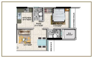 Floor Plan in 1 BHK Apartment at Borivali East – for Sale