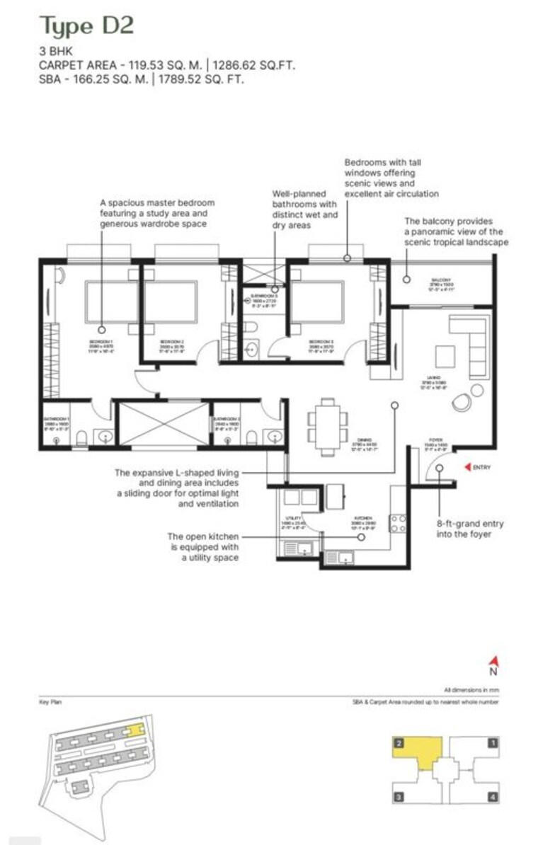 Floor Plan, sobha-ayana 3 Bedroom 1553 Sq.Ft. Apartment In Panathur Bangalore 10760989