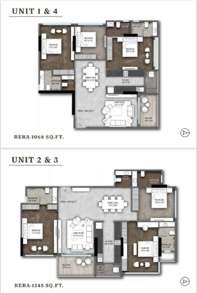 Floor Plan, roswalt-ryla 3 Bedroom 1068 Sq.Ft. Apartment In Bandra West Mumbai 10761389