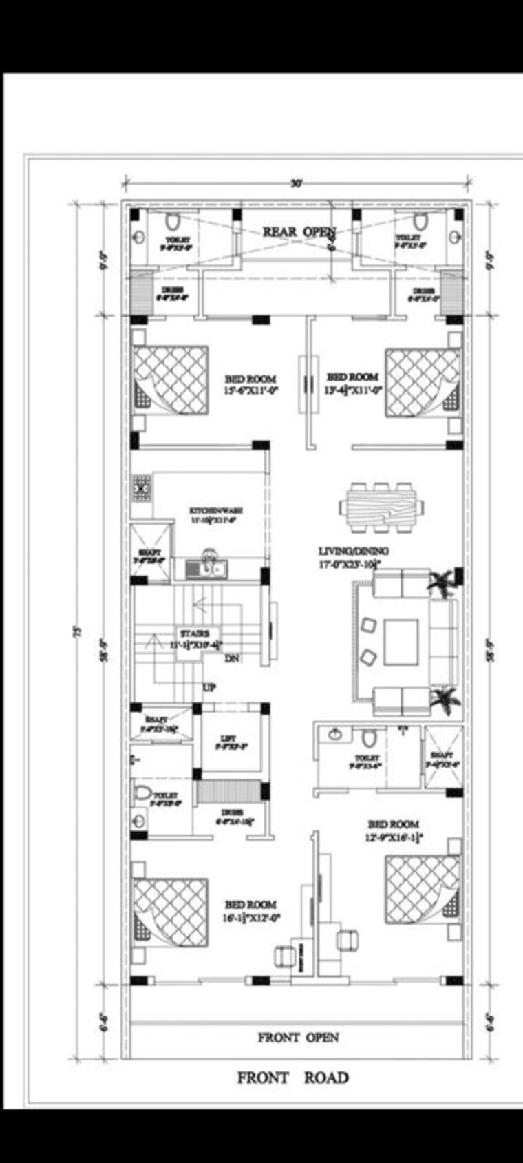 Floor Plan, sector 37 4 Bedroom 250 Sq.Yd. Builder Floor In Sector 37 Faridabad 10762846
