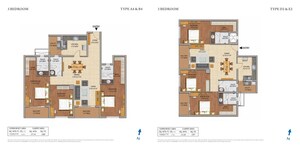 Floor Plan in 3 BHK Apartment at Adarsh Palm Retreat Mayberry, Marathahalli Orr – for Sale