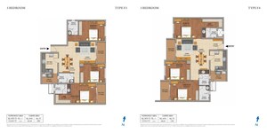 Floor Plan in 3 BHK Apartment at Adarsh Palm Retreat Mayberry, Marathahalli Orr – for Sale