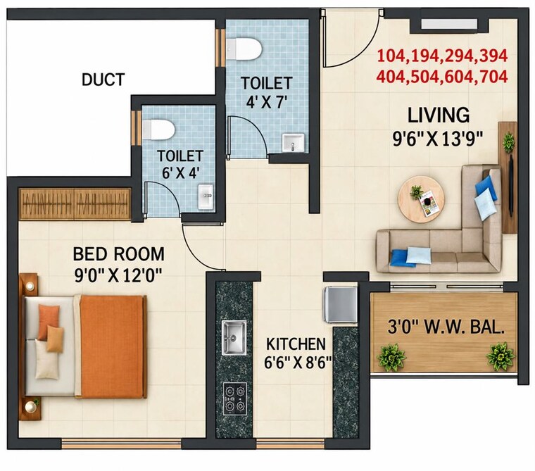 Floor Plan, ap-shivdooti-residency 1 Bedroom 401 Sq.Ft. Apartment In Ambivali Thane 10763071