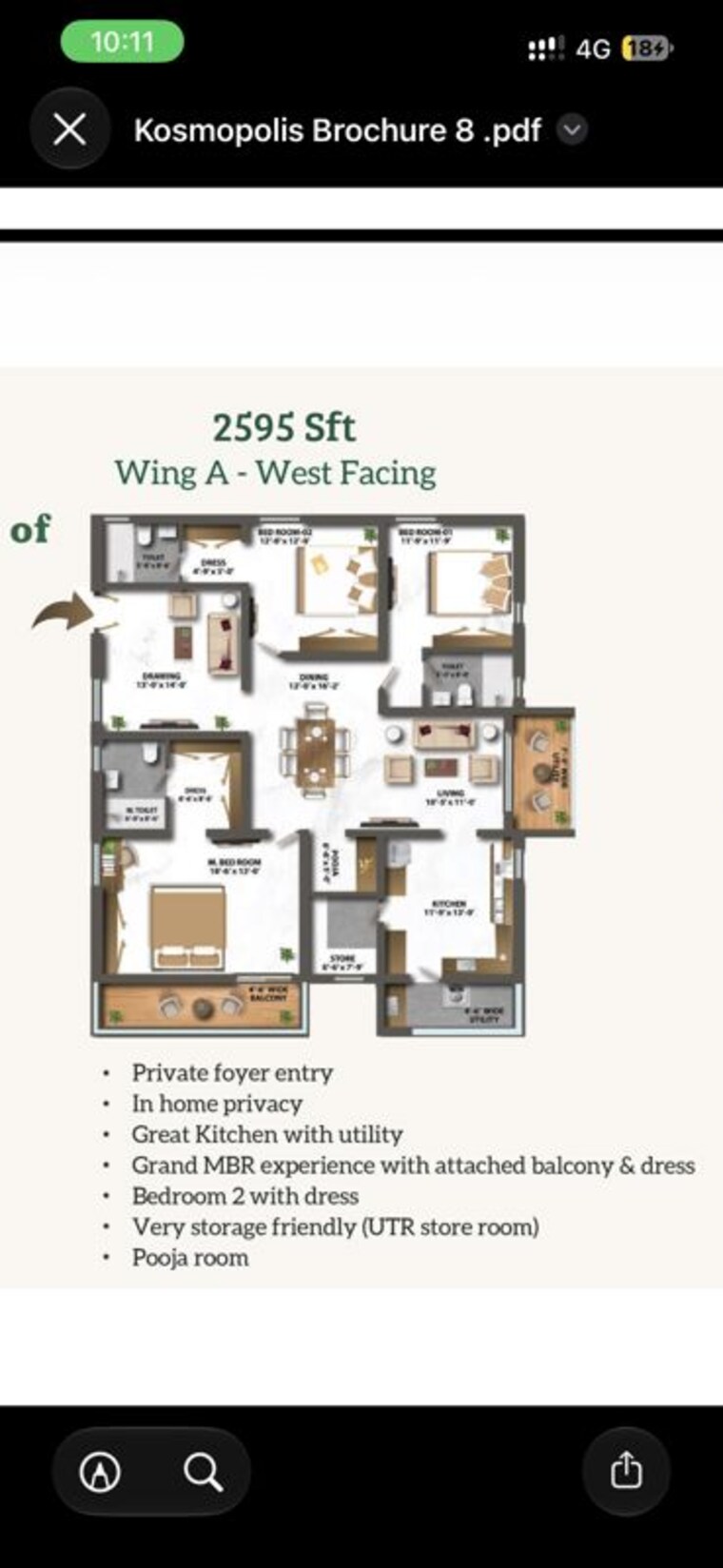 Floor Plan, maharaja-kosmopolis 3 Bedroom 1765 Sq.Ft. Apartment In Kollur Hyderabad 10762550