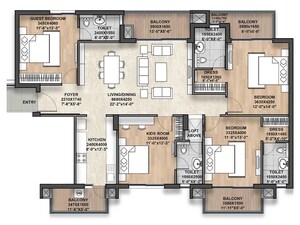 Floor Plan in 4 BHK Apartment at Hero Homes Gurgaon, Sector 104 – for Sale