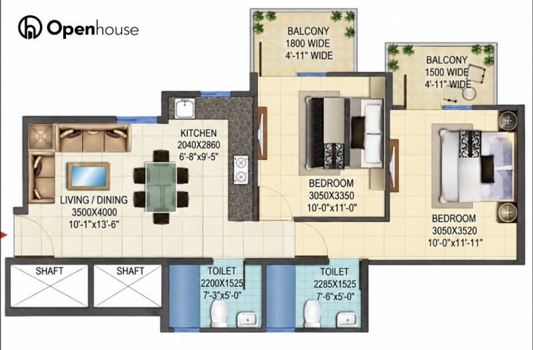 Floor Plan, baradia 2 Bedroom 719 Sq.Ft. Apartment In Baradia Dwarka 10764884
