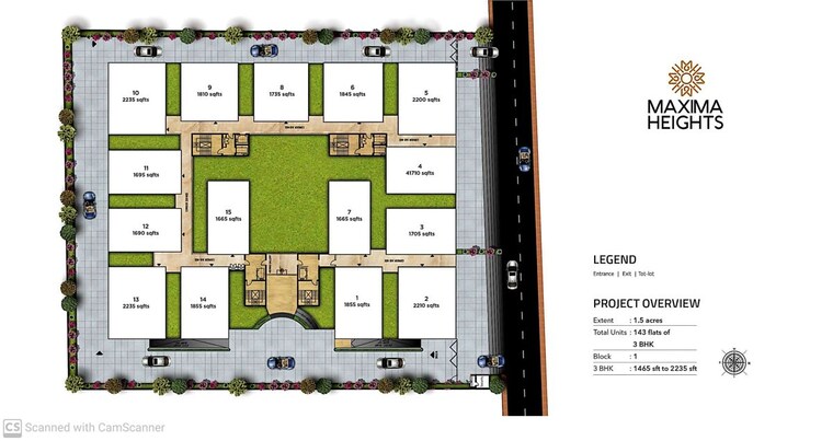 Master Plan, maximus-heights 3 Bedroom 1855 Sq.Ft. Apartment In Benz Circle Vijayawada 10764953