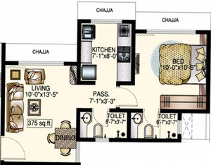 Floor Plan in 1 BHK Apartment at DP Star, Bhandup West – for Rent