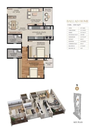 Floor Plan in 2 BHK Apartment at Ruchira Park East, Kannamangala – for Sale