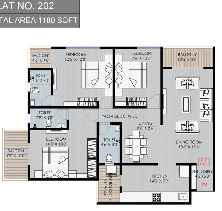 Floor Plan, patharwadi 2 Bedroom 745 Sq.Ft. Apartment In Patharwadi Pune 10766629