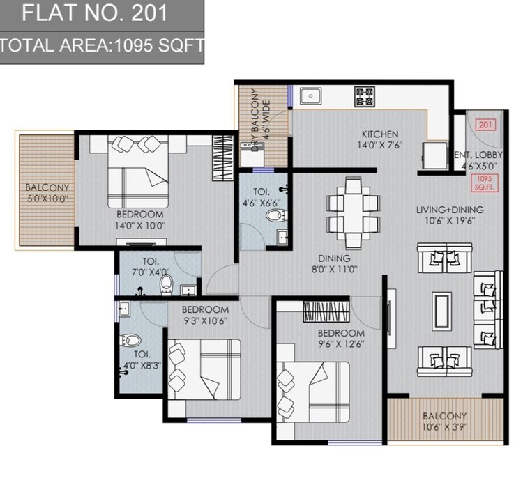 Floor Plan, patharwadi 2 Bedroom 745 Sq.Ft. Apartment In Patharwadi Pune 10766629