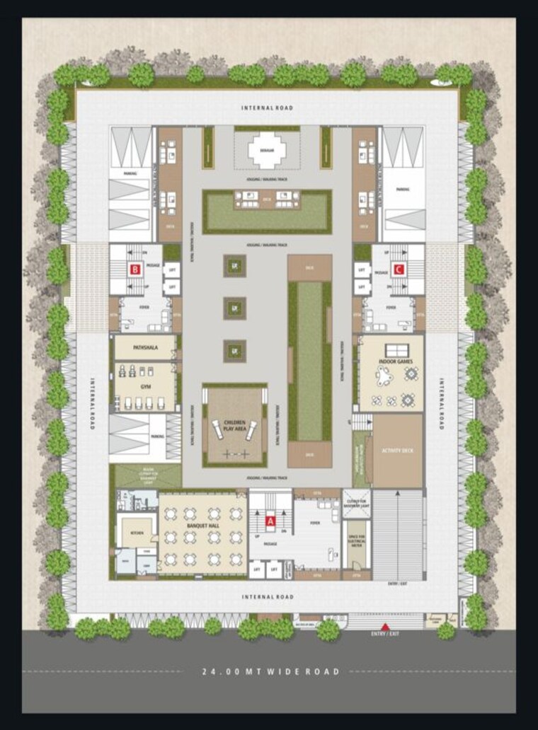 Floor Plan, vesu 3 Bedroom 2250 Sq.Ft. Apartment In Vesu Surat 10484590