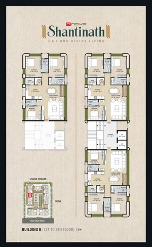 Floor Plan in 3 BHK Apartment at Vesu – for Sale
