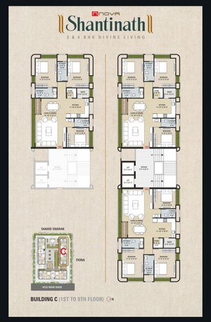 Floor Plan in 3 BHK Apartment at Vesu – for Sale