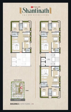 Floor Plan in 3 BHK Apartment at Vesu – for Sale