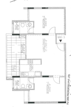 Floor Plan in 2 BHK Apartment at UKN The Belvedere, Devanahalli – for Rent