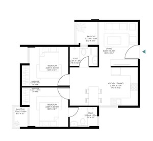 Floor Plan in 2 BHK Apartment at Sarjapur – for Rent