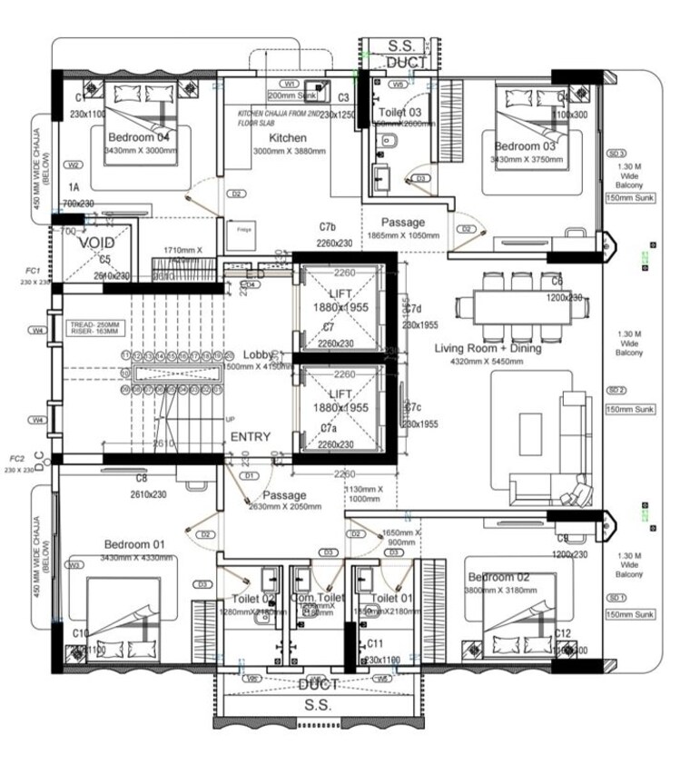 Floor Plan, gharkul-vishal 4 Bedroom 1450 Sq.Ft. Apartment In Ghatkopar East Mumbai 10769225