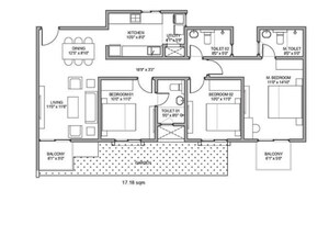 Floor Plan in 3 BHK Apartment at Birla Trimaya, Devanahalli – for Sale