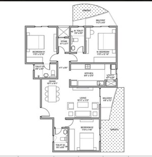 Floor Plan in 3 BHK Apartment at Birla Trimaya, Devanahalli – for Sale