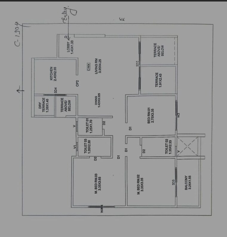 Floor Plan, tulip-infinity-world 3 Bedroom 1005 Sq.Ft. Apartment In Punawale Pune 10769302