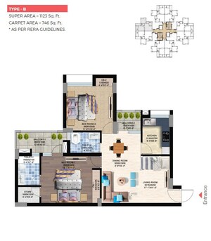 Floor Plan in 2 BHK Apartment at Pocket 4a – for Sale