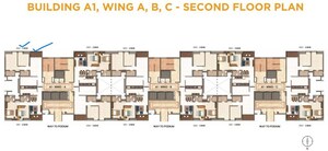 Floor Plan in 2 BHK Apartment at Kumar Parc Residences, Hadapsar – for Sale