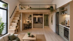 Living Room in  Office Space in IT/SEZ at Gaur Yamuna City Gaur Suites, Gaur Yamuna City – for Sale