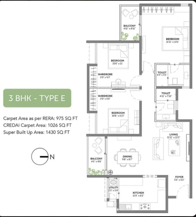 Floor Plan, assetz-63-degree-east 3 Bedroom 1396 Sq.Ft. Apartment In Off Sarjapur Road Bangalore 10774161